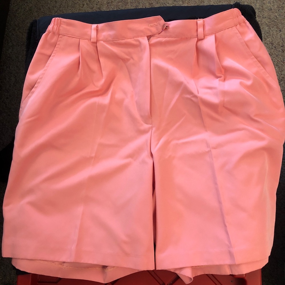 Coral Bay Pink Pleated Bermuda Shorts